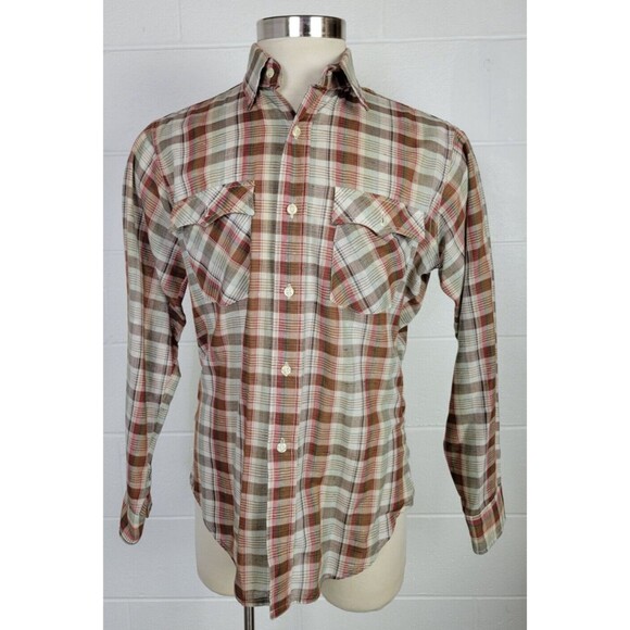 Vintage 80s Levis Mens Western Plaid Button‎ Front Shirt USA Large - Picture 1 of 12